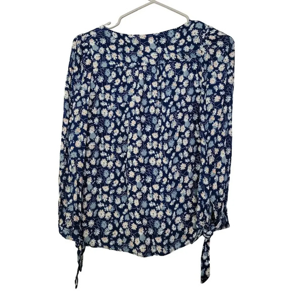 Madewell Womens Blouse Top S Blue Floral 100% Viscose Long Sleeves Button-Up - Picture 2 of 9